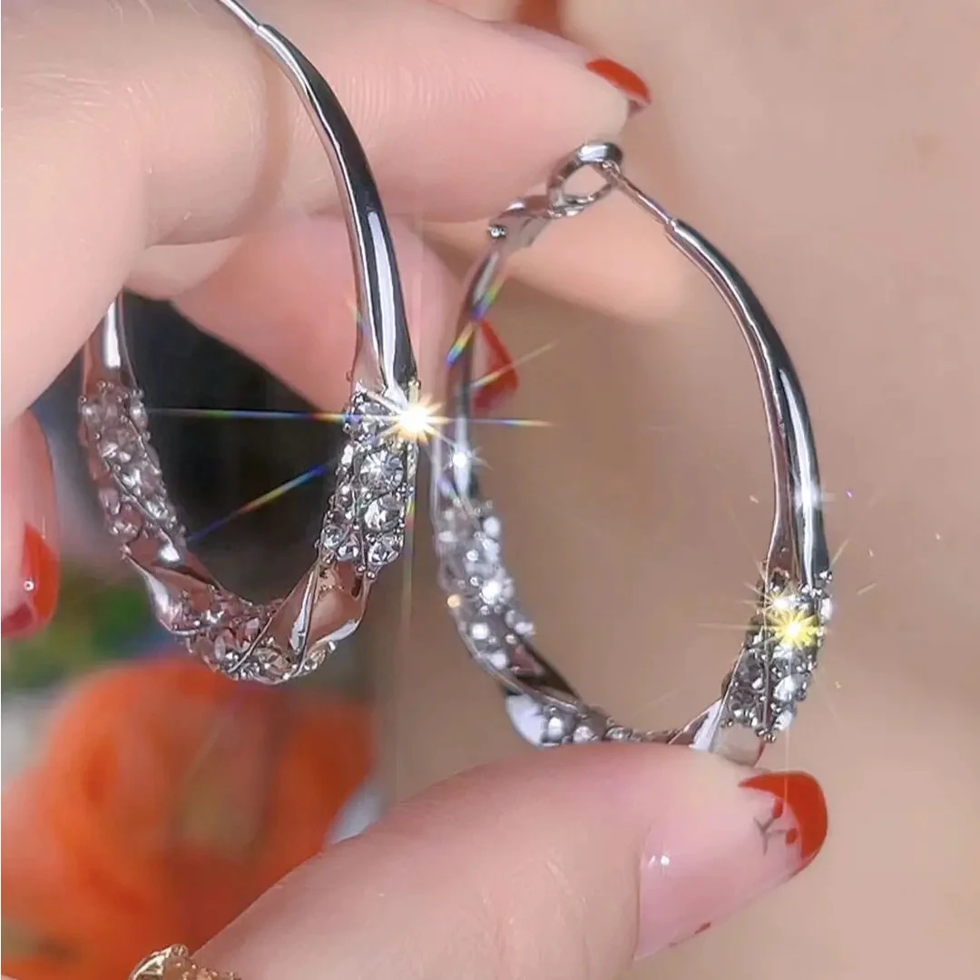 925银耳饰 锆石【220号】时尚欧美气质满钻个性圈圈百搭耳环