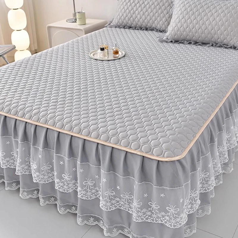 水星家纺适用冰丝乳胶凉席床裙款公主风2025新款夏天空调软席床罩