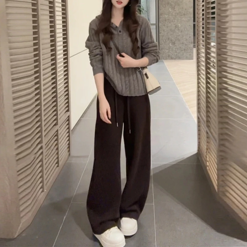 时尚韩系简约慵懒风宽松针织衫女士2025秋冬新款显瘦连帽麻花毛衣