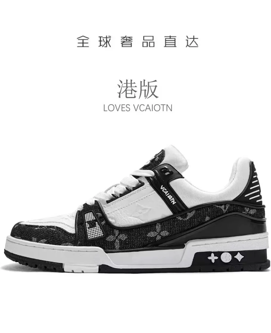 【国内现货】签名款Lounis Vuitton 男女鞋trainer牛仔鞋熊猫鞋
