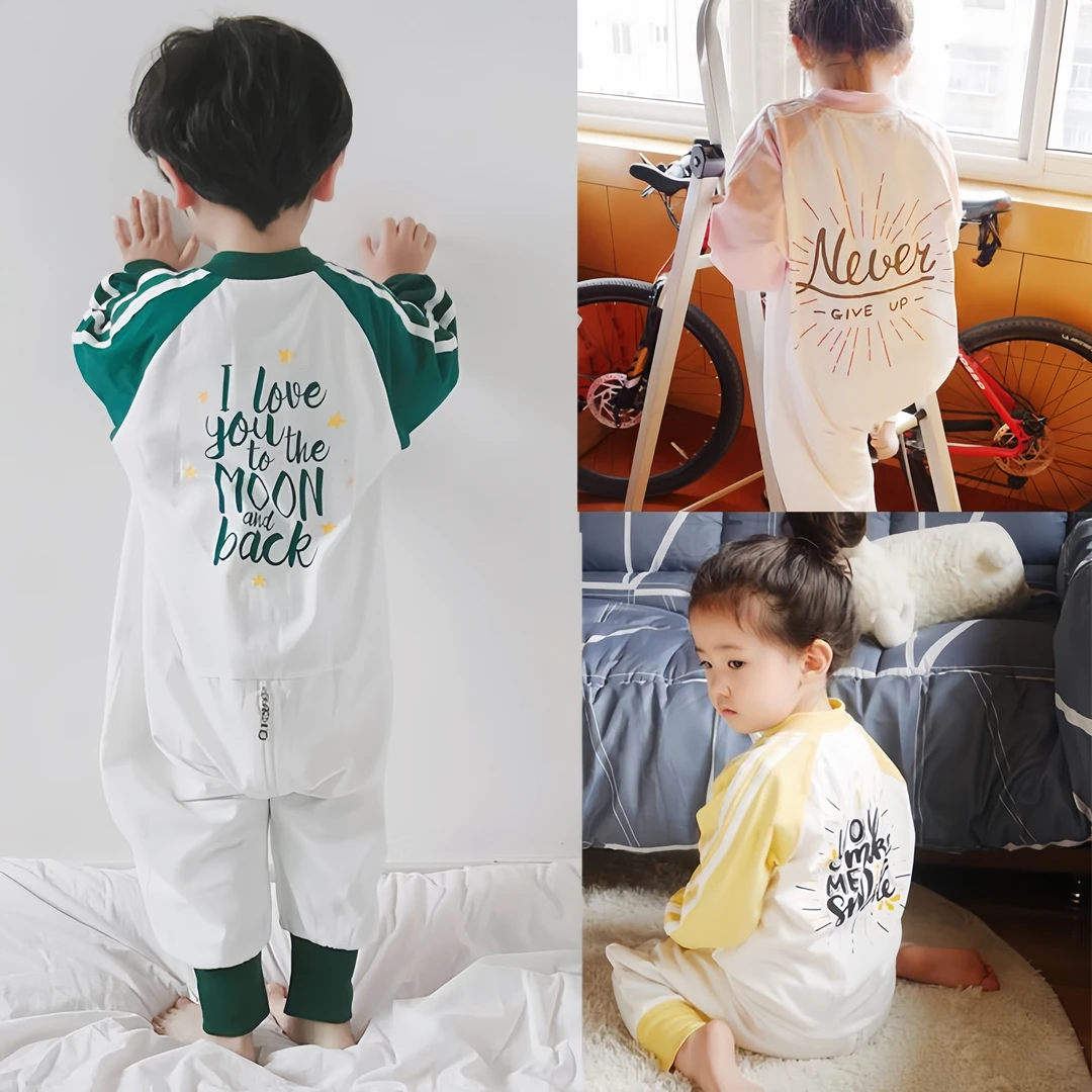 儿童连体睡衣纯棉睡袋2026春季长袖男女童宝宝秋冬新款家居服薄款