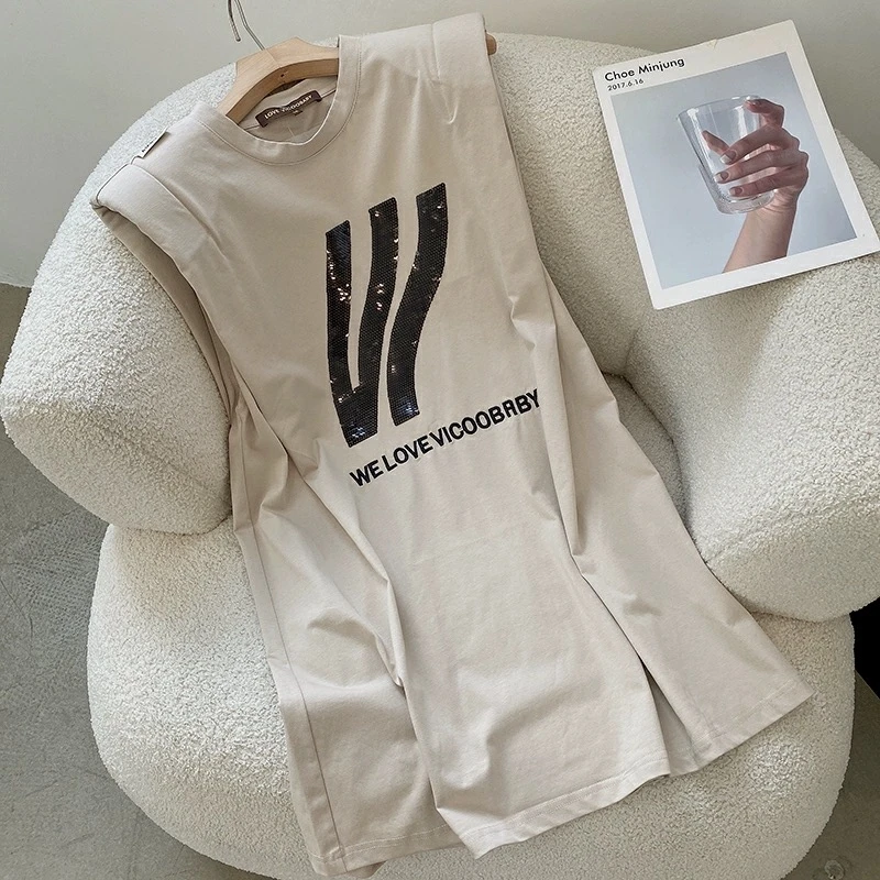 潮奢新款轻奢重工宽松百搭设计师图案时尚潮流连衣裙-215