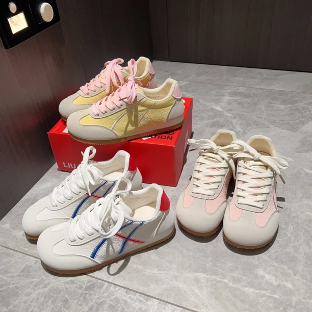 德训鞋2025夏季新款平底运动休闲系带软底软面学生阿甘鞋K202