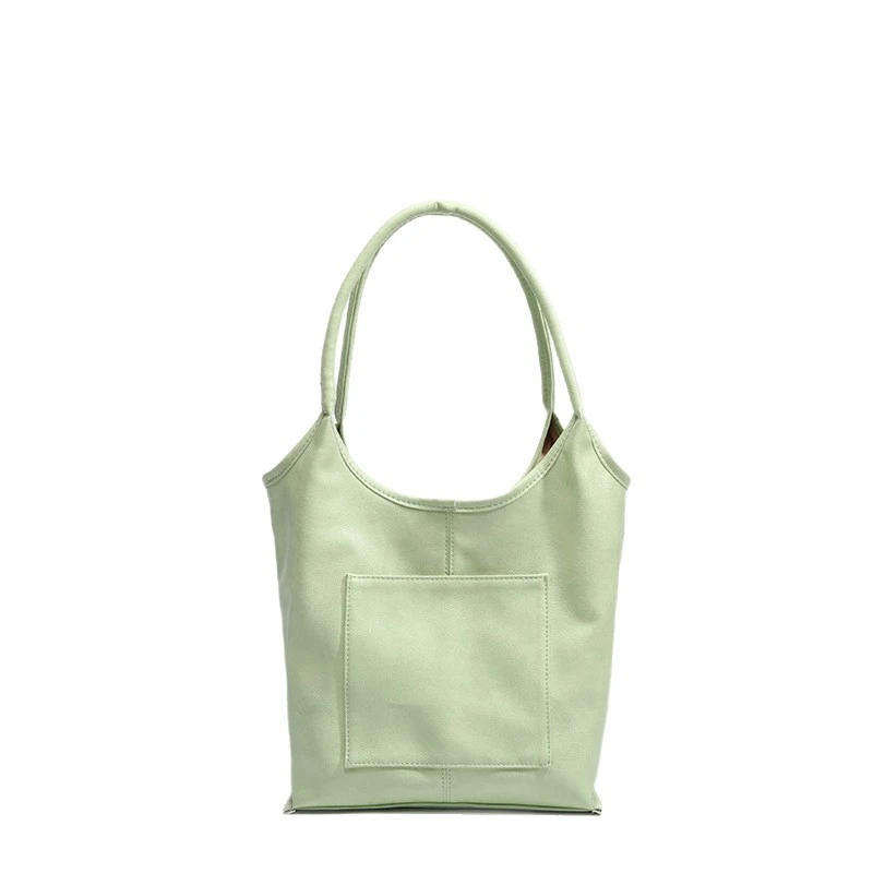 软皮托特包2025夏季新款购物袋垃圾袋通勤手提包小众大容量单肩包