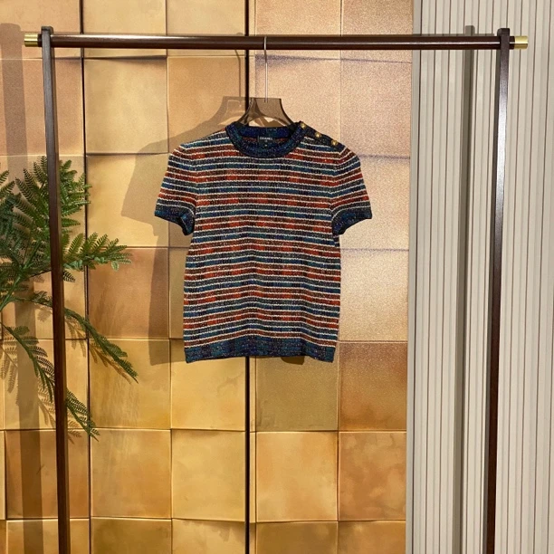 Chanel埃及系列金扣短袖/34码/99新/23729