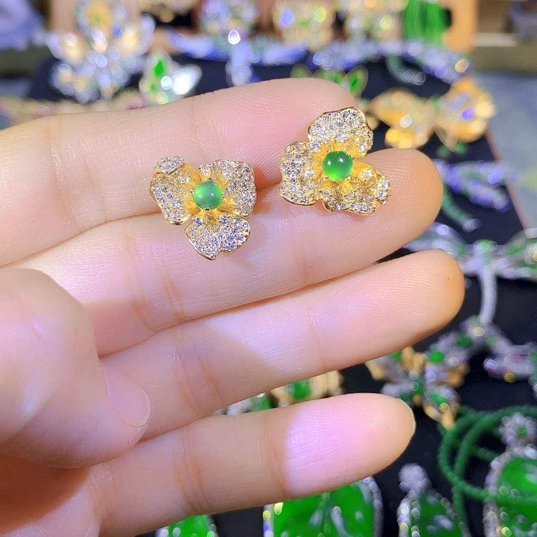 吊坠(不含链)银S925镶嵌翡翠