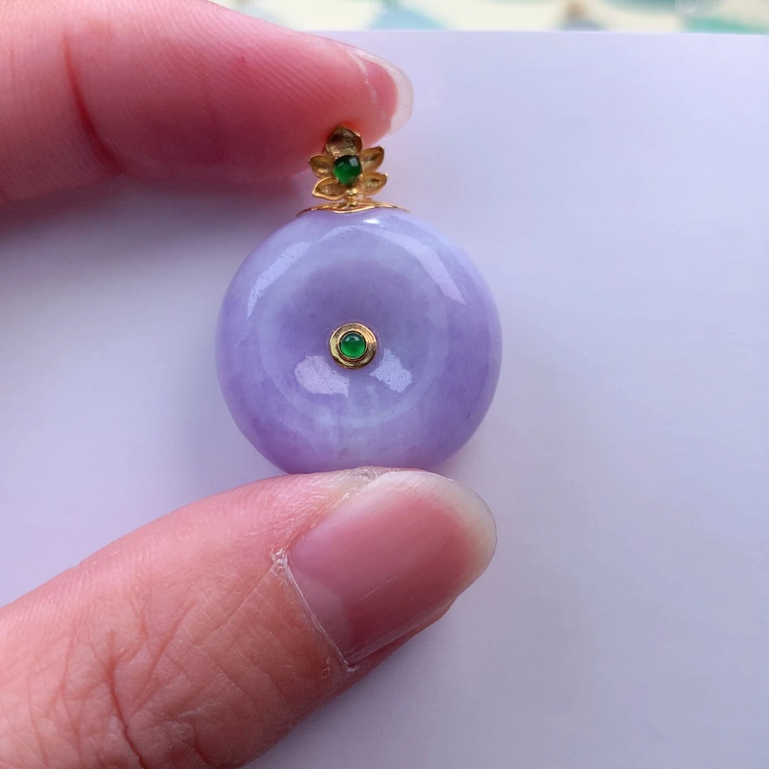 翡翠吊坠(不含链)18K金镶嵌