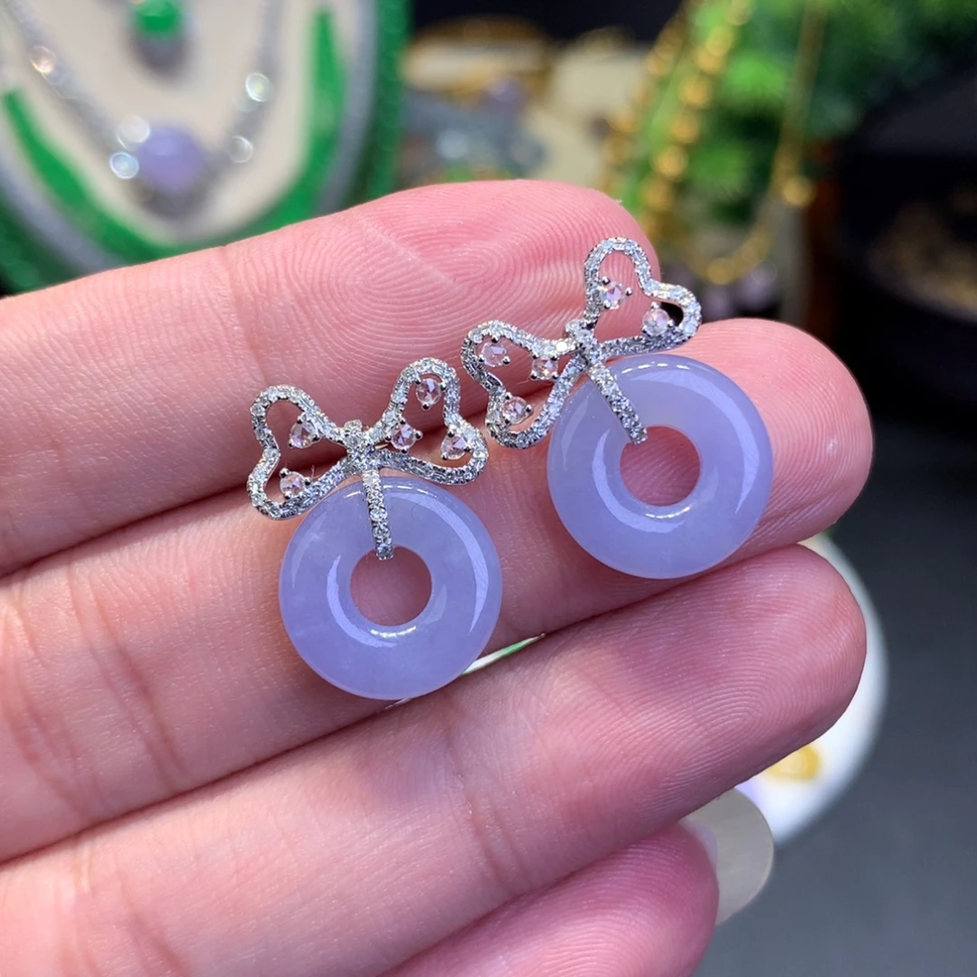 翡翠18K金镶嵌耳饰
