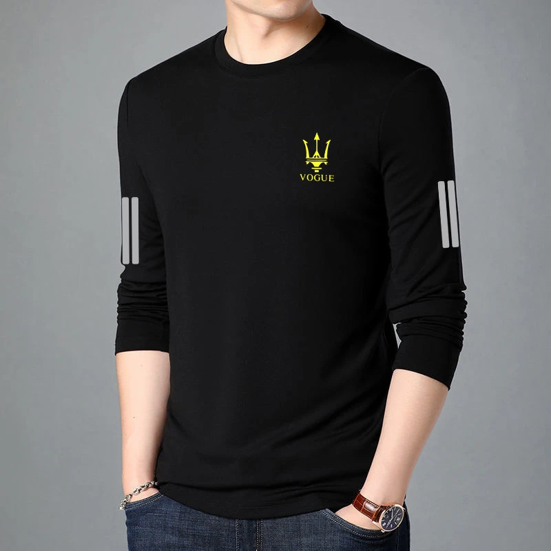 【发货快】男士长袖恤男秋季内搭秋衣男装宽松弹力打底衫男印花