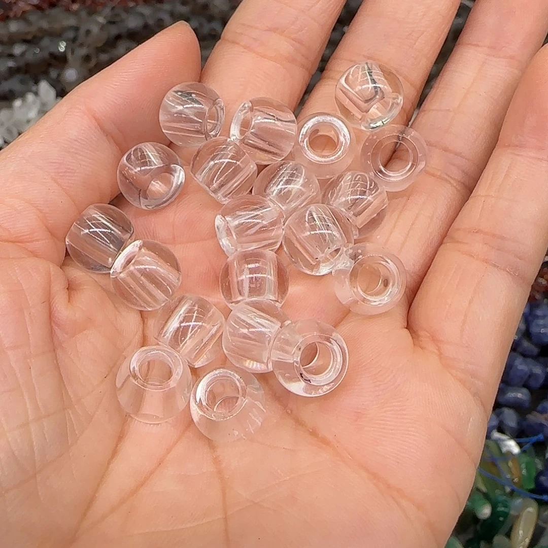 玛瑙/玉髓合金珠宝半成品白水晶10mm2颗大孔