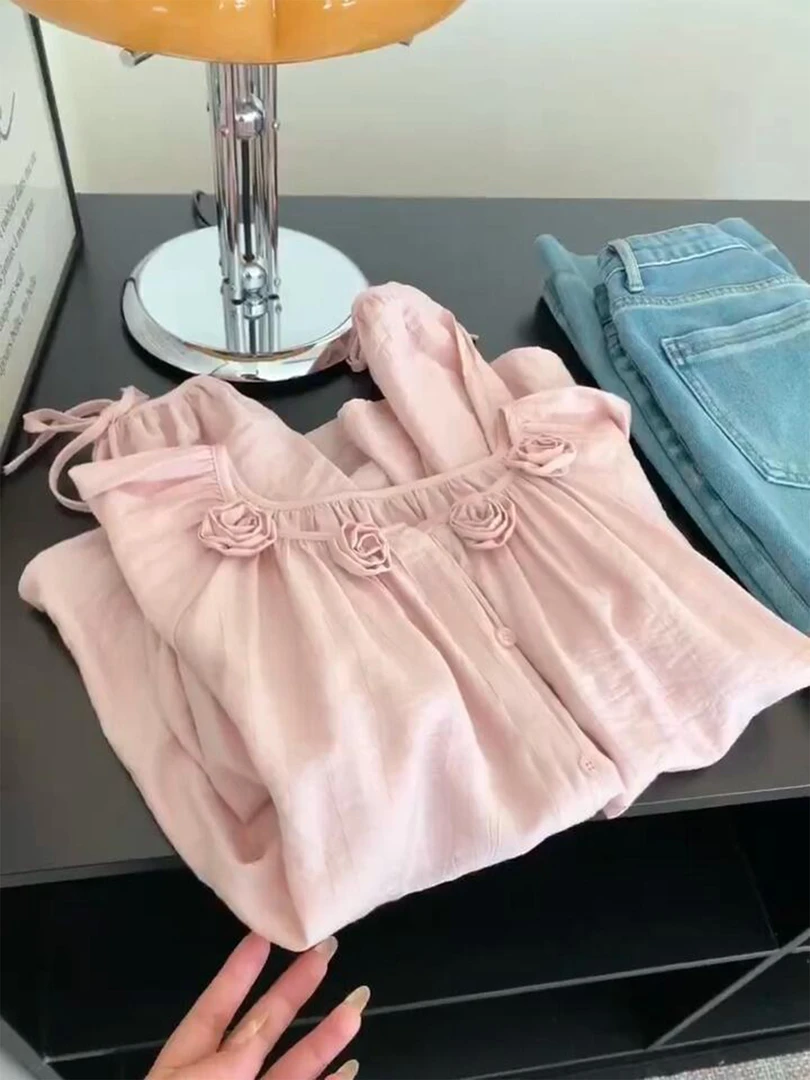 法式粉色衬衫女士高级感轻奢减龄洋气上衣独特漂亮小衫设计感小众