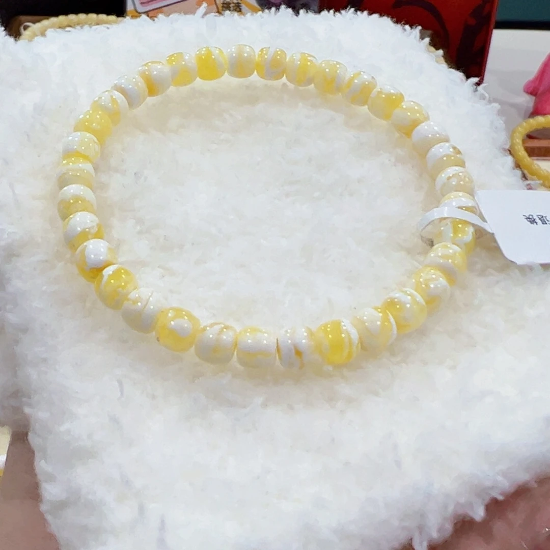 蜜蜡手链未镶嵌肉*6m 金瓷白虎皮未品控