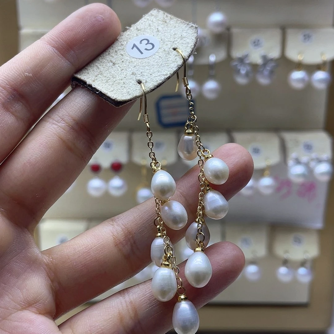 银S925镶嵌淡水珍珠耳饰