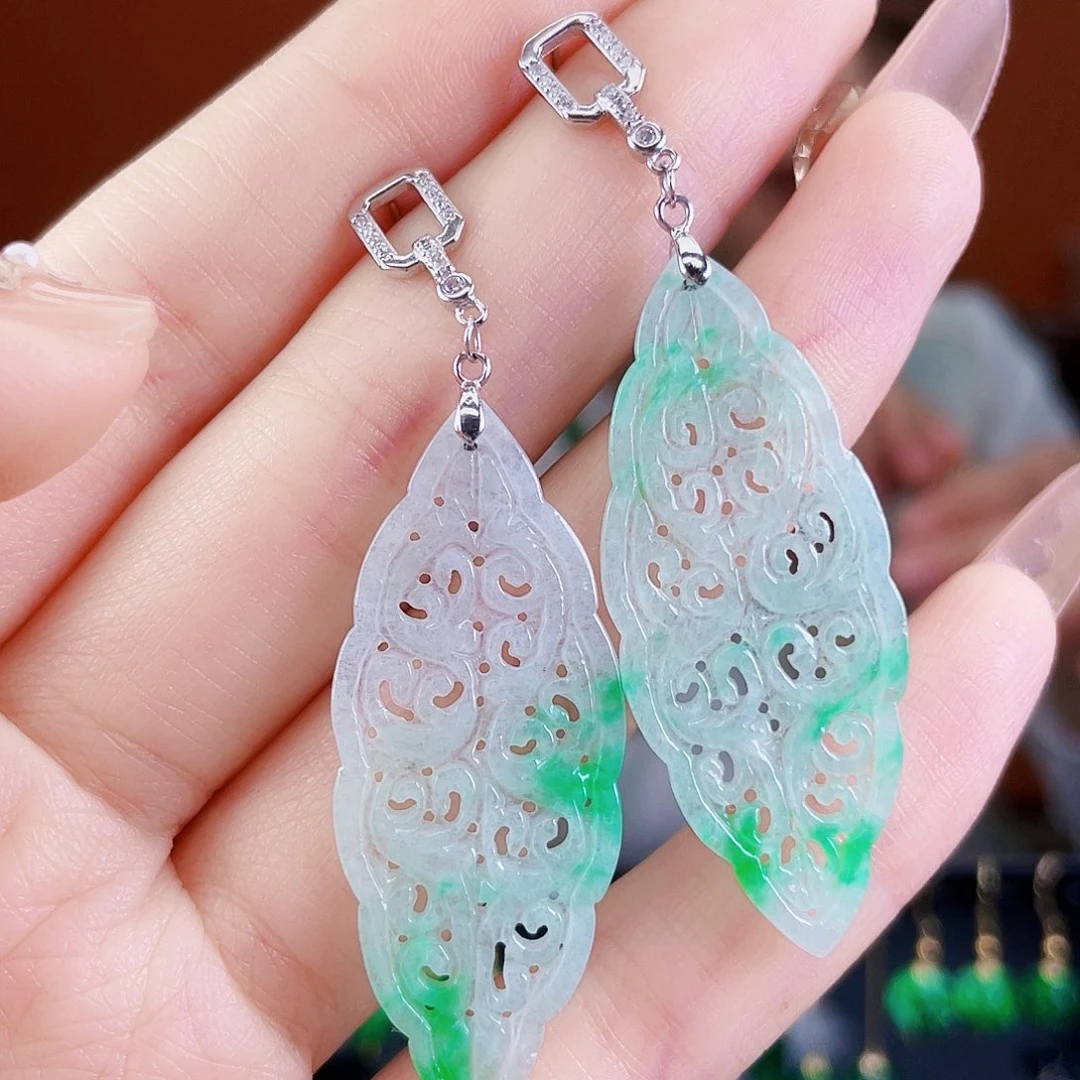 翡翠银S925镶嵌耳饰