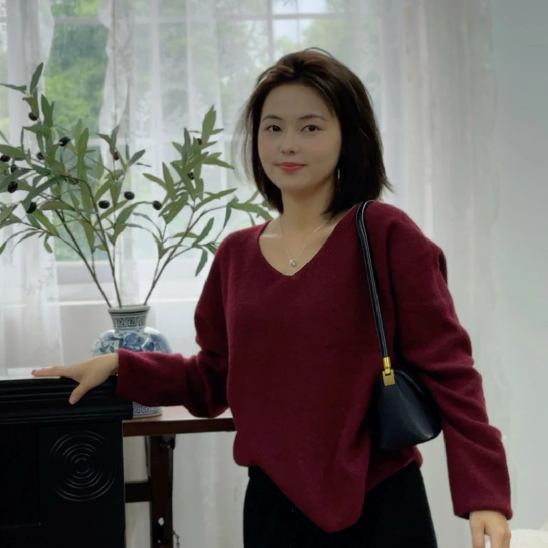 VANCY COUTUREV领丝驼绒毛衫毛衣长袖百搭休闲时尚套头秋冬