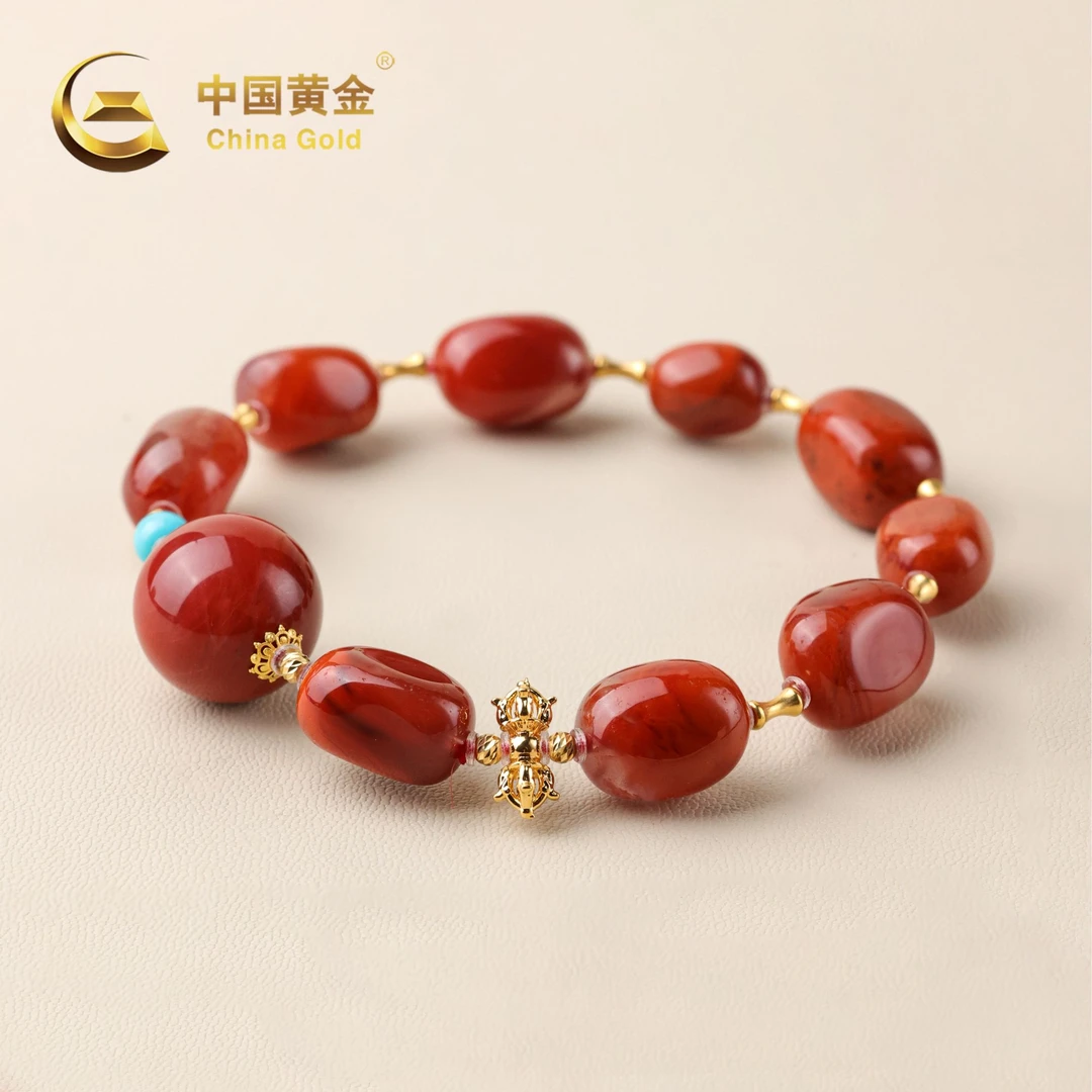 【中国黄金】栖霞 | 南红*手串*18k金镶嵌-S4400-格
