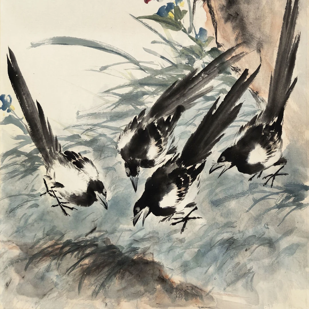 【辽拍】V250709-2-205《花鸟》（2.9平尺) 纸本镜片 DD13