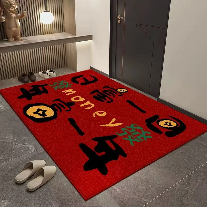 水晶绒日复一日红色地垫门口入户门脚垫玄关进门地毯新款创意耐脏