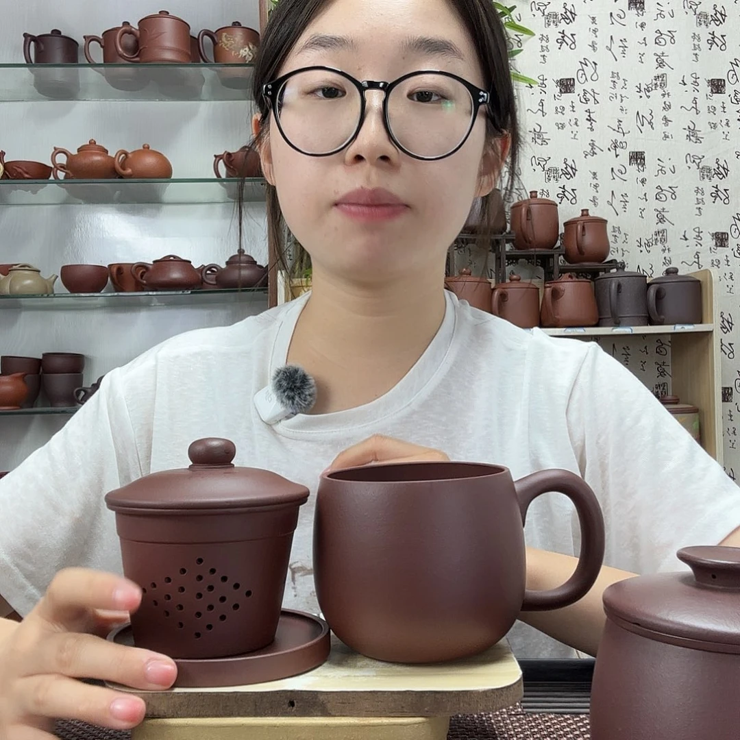 茶壶紫砂原矿共生矿紫泥元宝四件套480CC左右没礼盒