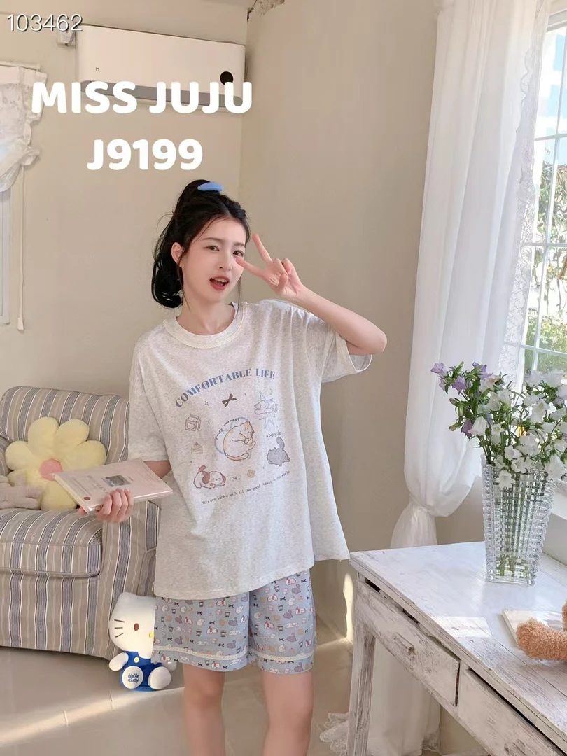 王少生活馆超级推荐～Missjuju新款猫咪睡衣套装9199
