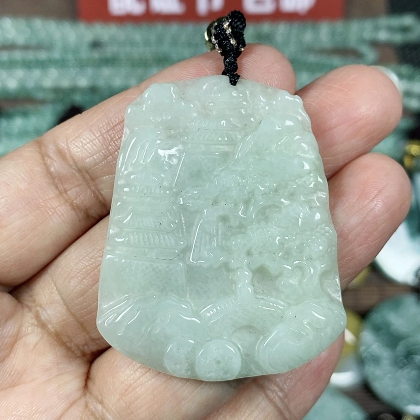 【闪购商品】翡翠颈饰未镶嵌玉吊坠翡翠玉山水牌