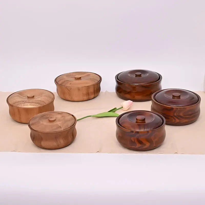 【西藏包邮】实木酥油盒茶叶盒藏式食盒整木挖制带盖高端木碗