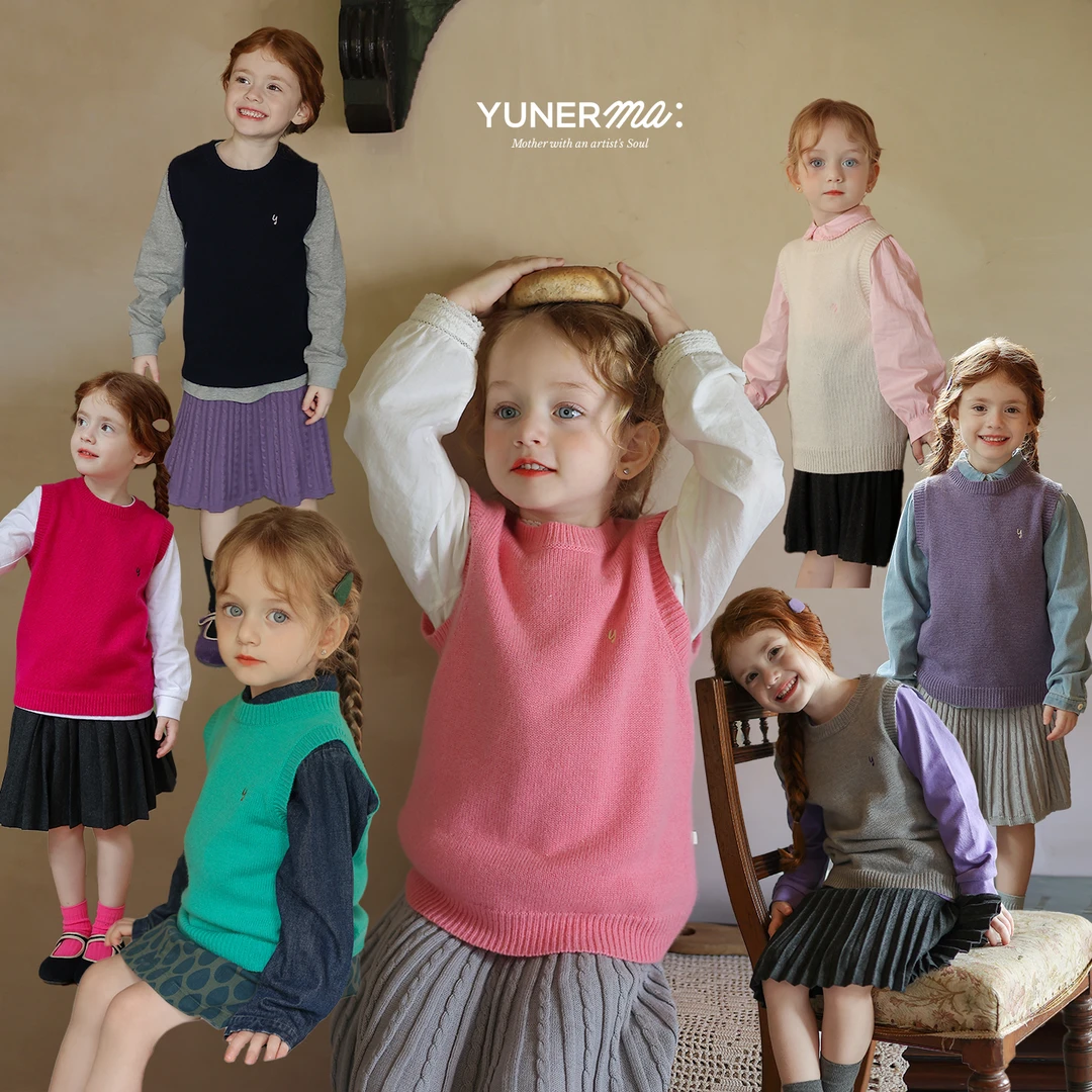 宝宝幼儿园绵羊毛混纺针织马甲允儿妈女童秋冬百搭背心儿童上衣潮