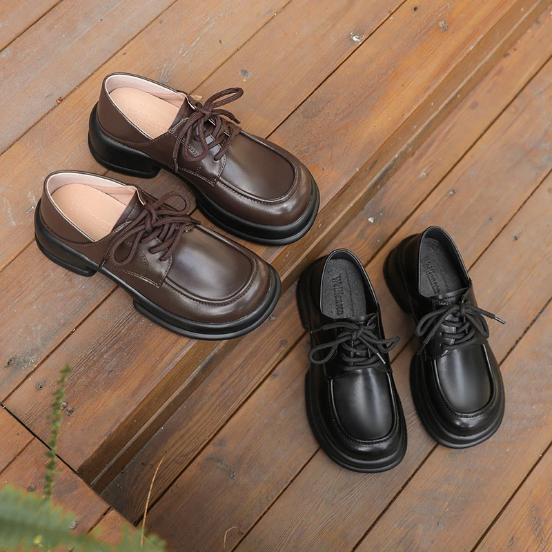 经典百搭永不过日乐福鞋女32-33小码小皮鞋春秋轻巧单鞋女复古