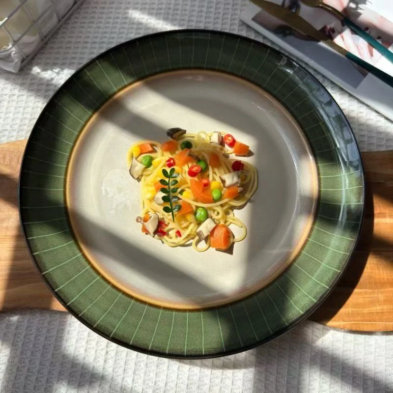 东南亚复古大盘子家用ins菜盘泰国餐具泰式西餐厅酒店商用意面盘
