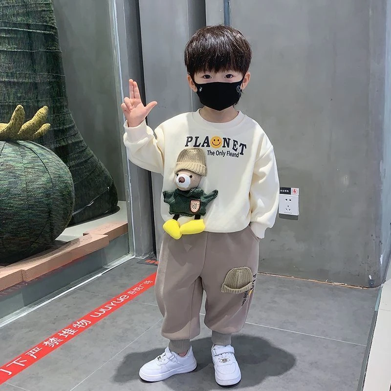 宝宝春装套装新款男小童春秋女童套装12宝宝多巴胺套装