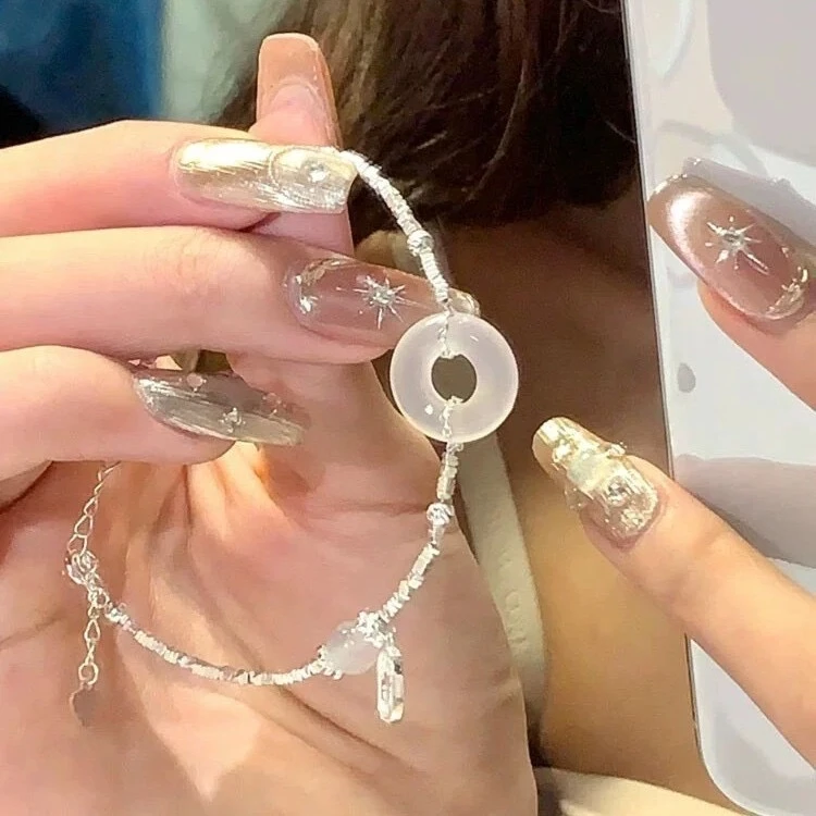 轻奢高定.通体碎银几两平安扣手链K243