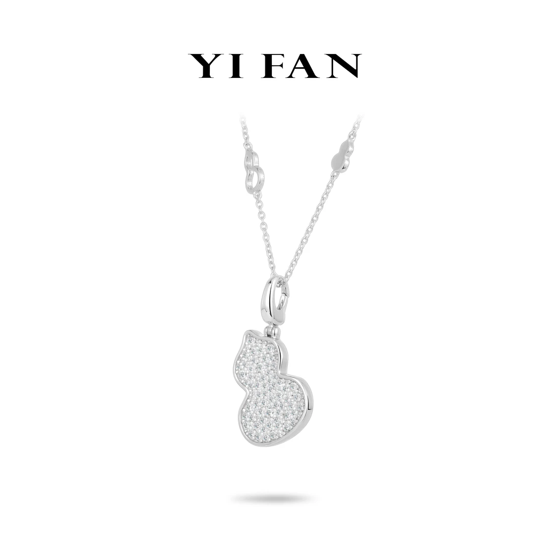 坠链均925银合成锆石 21065-白色满钻葫芦百搭项链