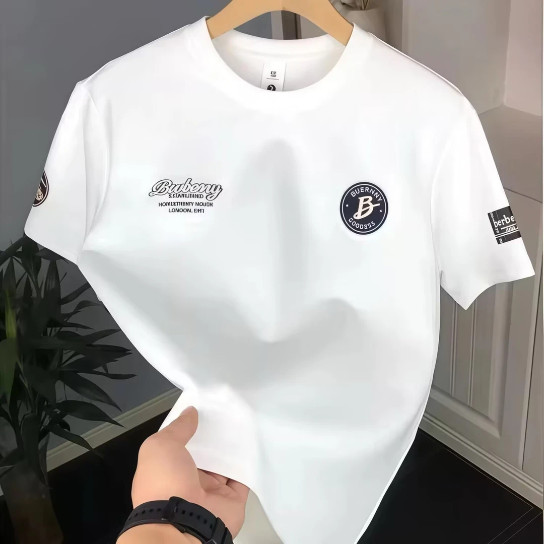 新款纯棉休闲潮牌打底衫时尚百搭圆领潮流印花修身男士短袖T恤