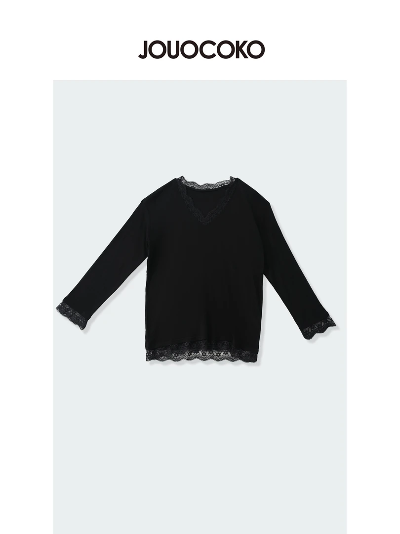 JOUOCOKO 25ss v领蕾丝打底衫