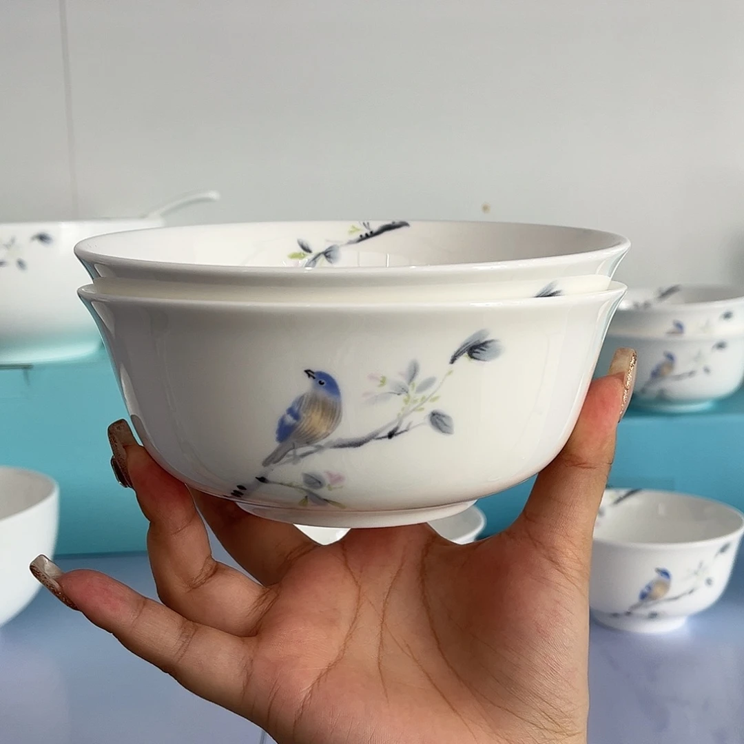 瓷片春风和雀6寸碗2只