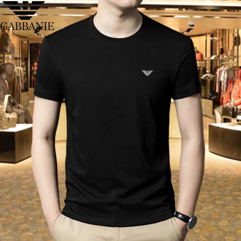 CABBANIE莱赛尔圆领短袖T恤新款夏季凉感轻奢简约百搭男士上衣