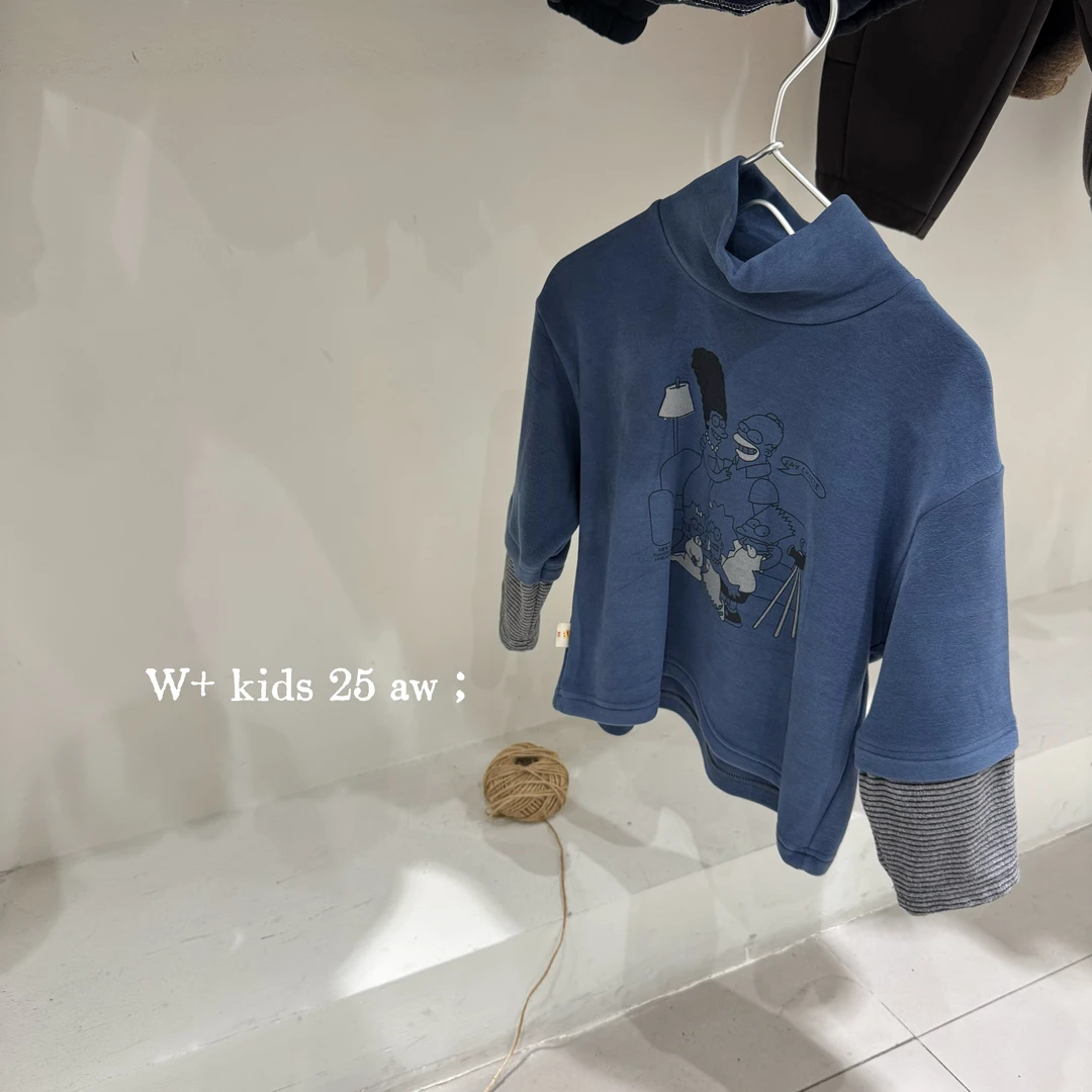 【W+韩系童装】冬韩系儿童内搭儿童百搭神器高领条纹T恤A881031