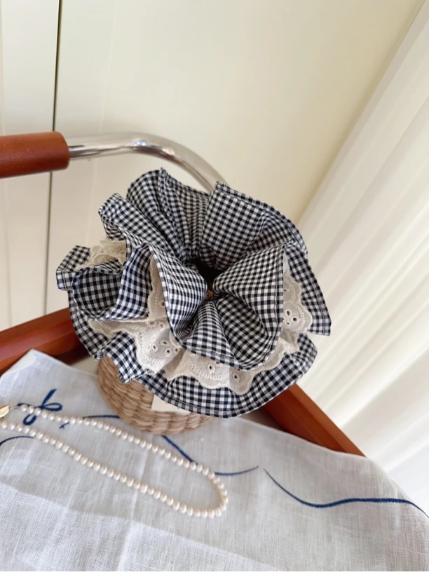 黑白格经典发圈韩系百搭