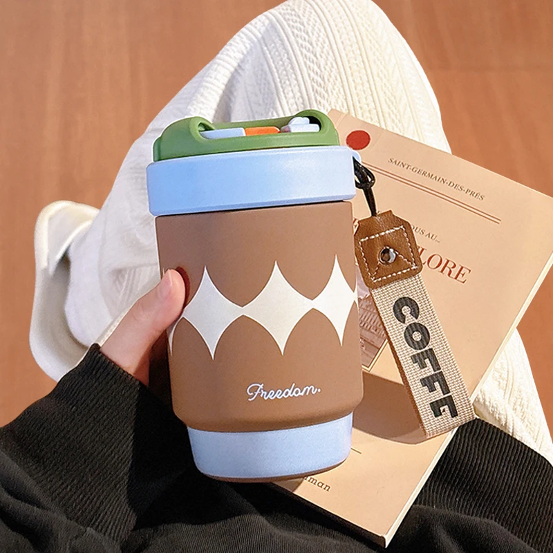 保温杯咖啡杯水杯女新款陶瓷内胆2025高颜值杯子吸管杯便携办公室