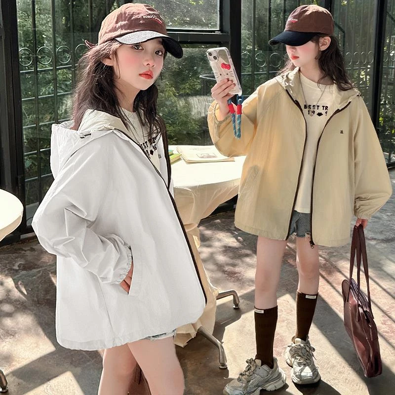 女童防晒衣夏季薄款外套儿童防晒服夏装冰丝大童女孩2025新款透气