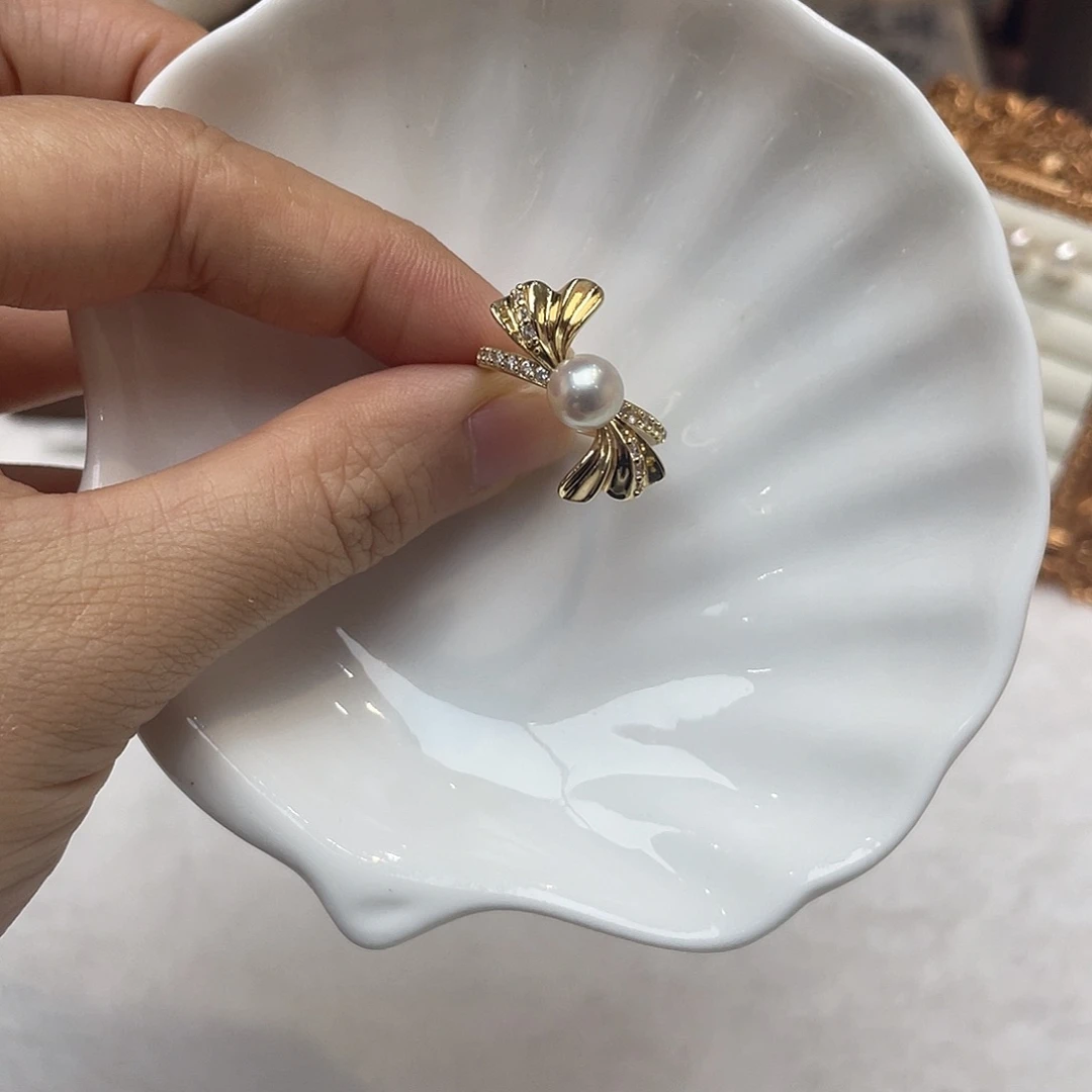 银S925镶嵌戒指海水珍珠