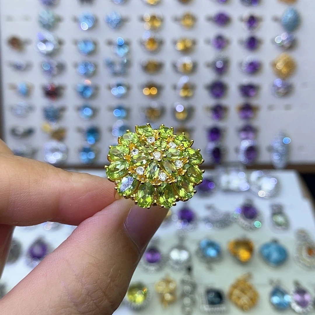 银S925镶嵌戒指橄榄石一物一证