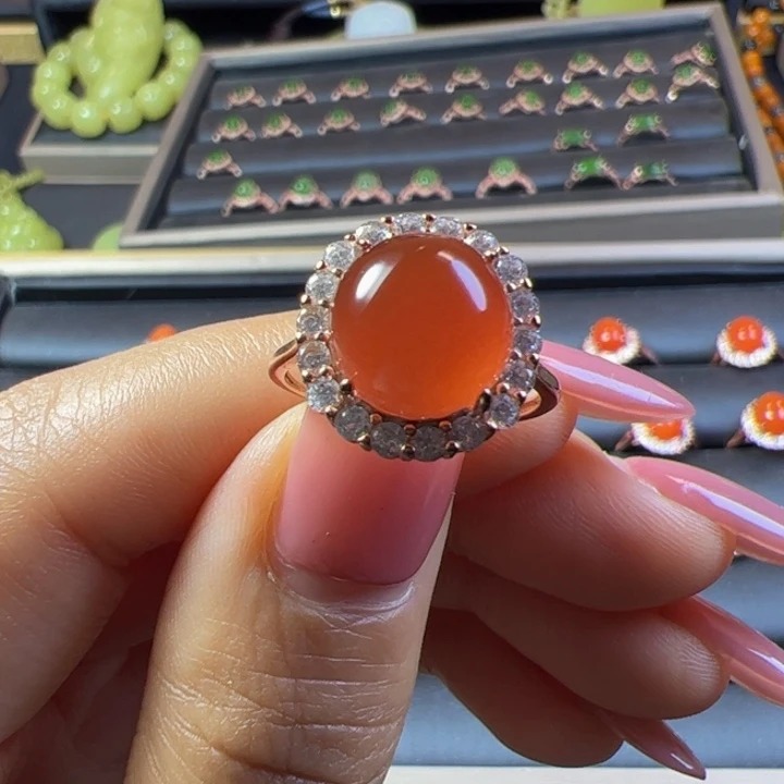 南红玛瑙银S925镶嵌颈饰