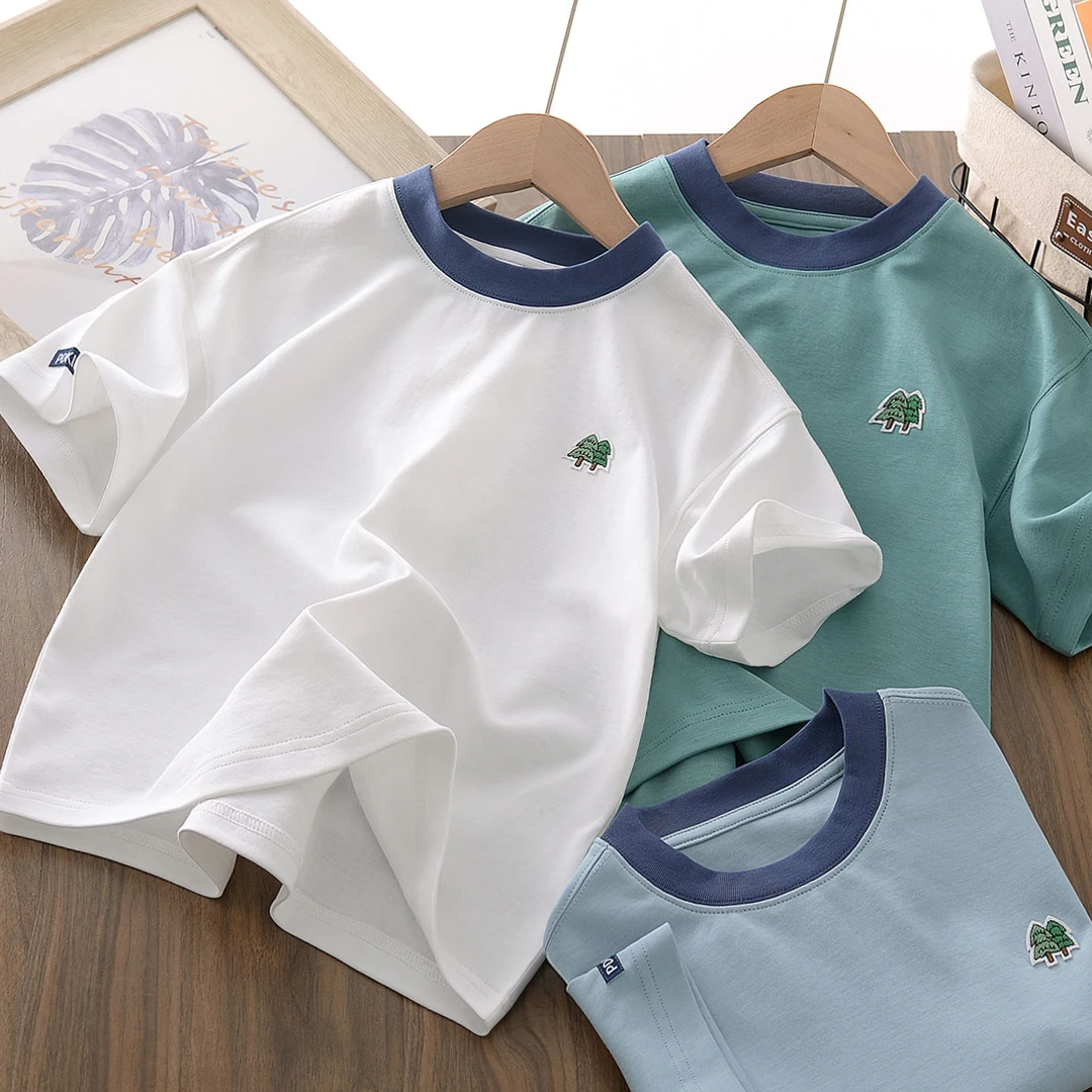 小孩男孩男童短袖T恤童装夏季儿童刺绣潮上衣中大童百搭半袖体恤