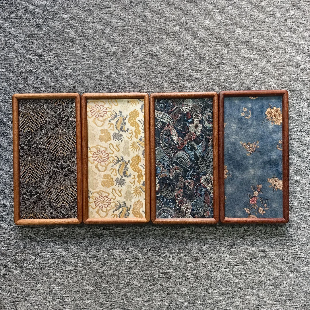 弹珠款黑宋锦【33*16】黑金海浪纹沙比利乌檀木摆台实木画框榫卯