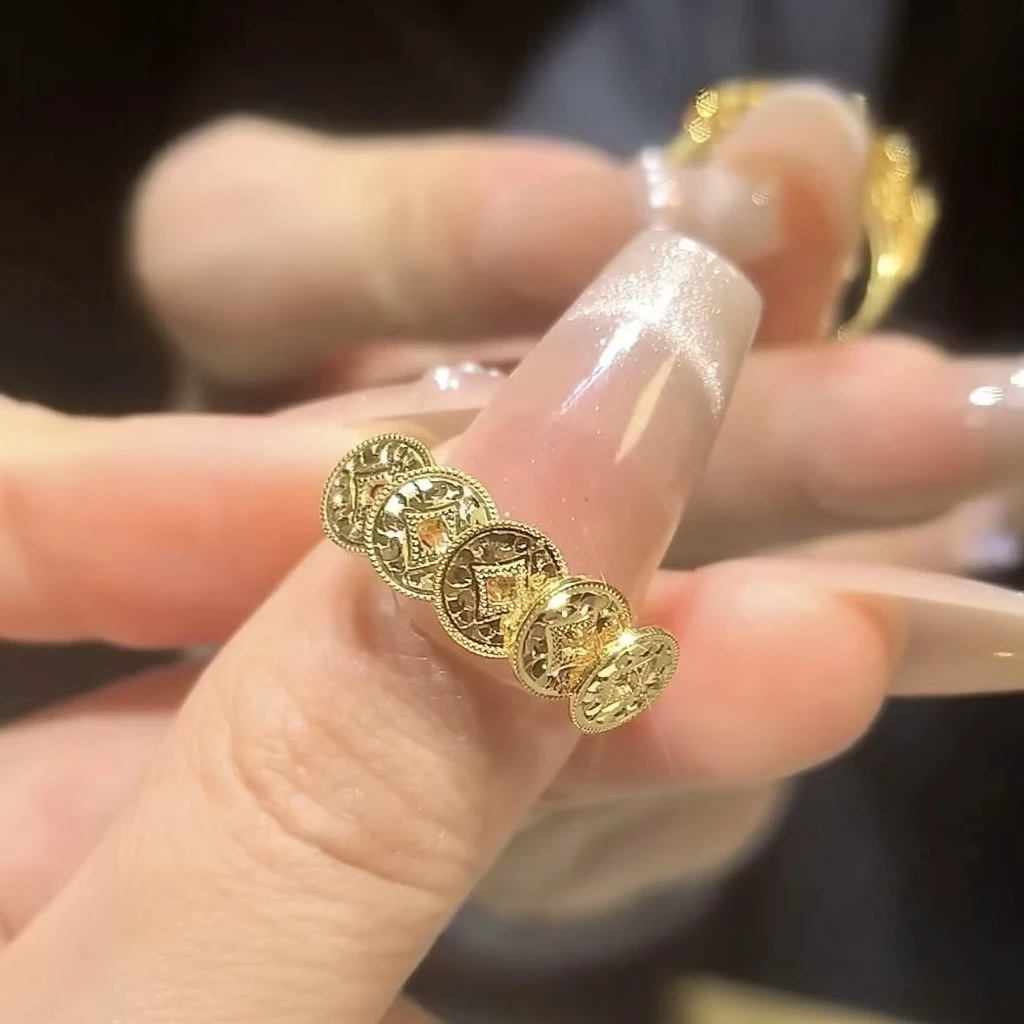 3-JZ【聚鑫秀秀】足金999  五帝钱戒指