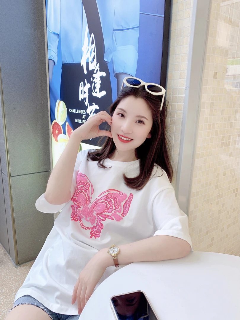 COCOON手工刺绣蝴蝶圆领短袖T恤032386