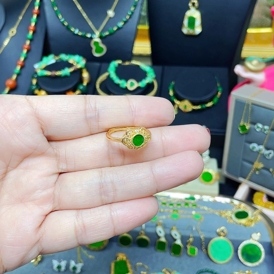 翡翠银S925镶嵌戒指翡翠