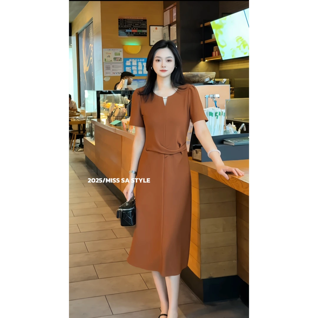 MISS SA 夏季新款时尚优雅显瘦气质赫本连衣裙 25079055