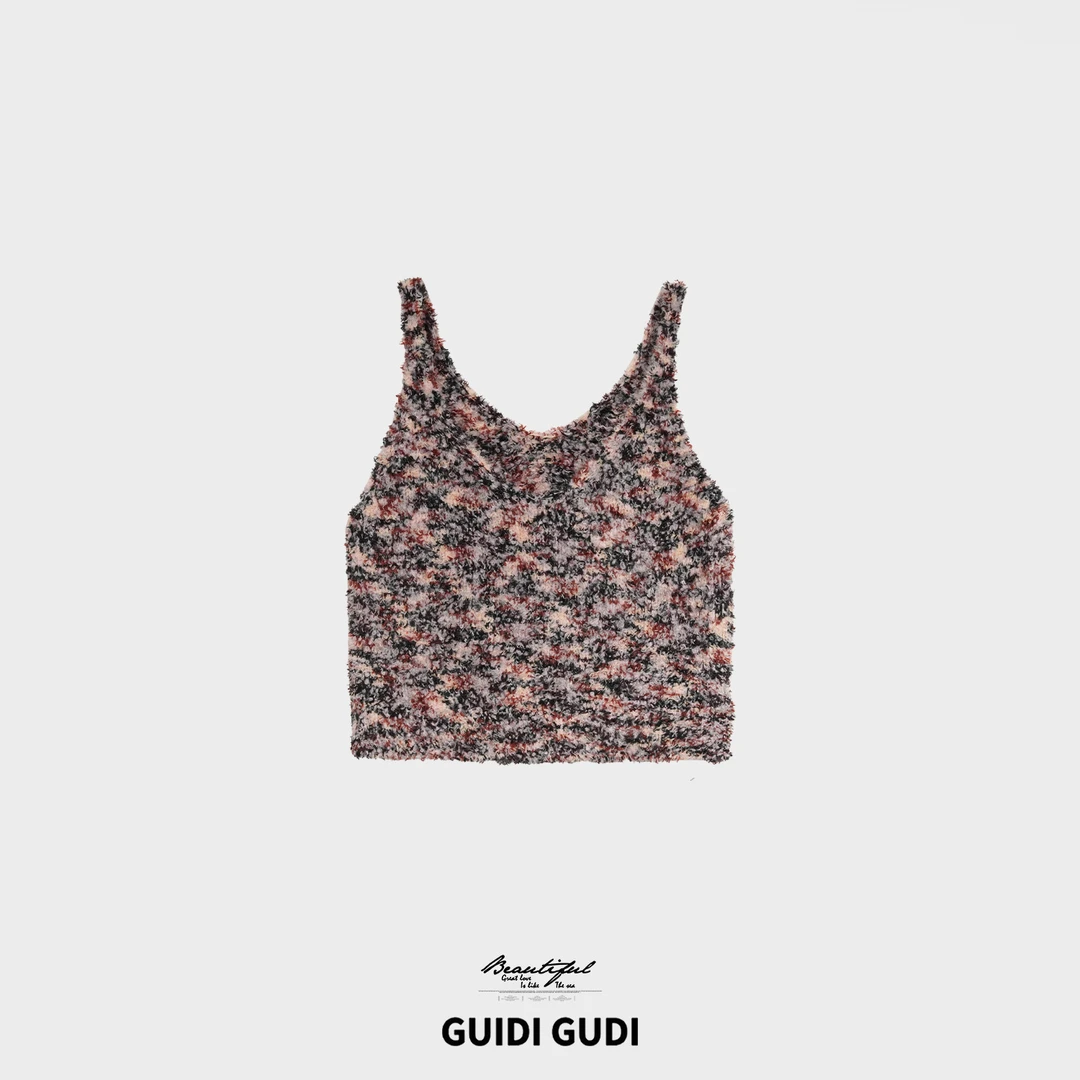 GUIDI GUDI【树叶飘落】浪漫时尚休闲背心/黄加蓝